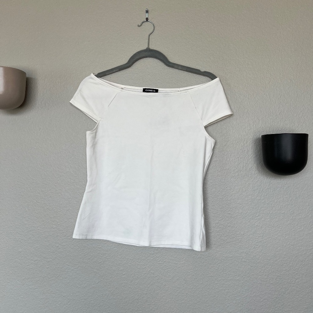 Express Off The Shoulder Ivory Top (M)